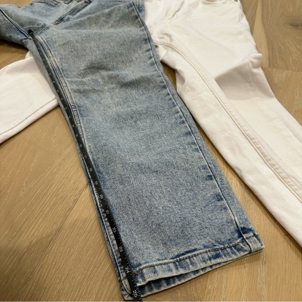 BUNDLE Stradivarius Petite slim mom jean with stretch washed blue white Size 6 - Picture 7 of 11